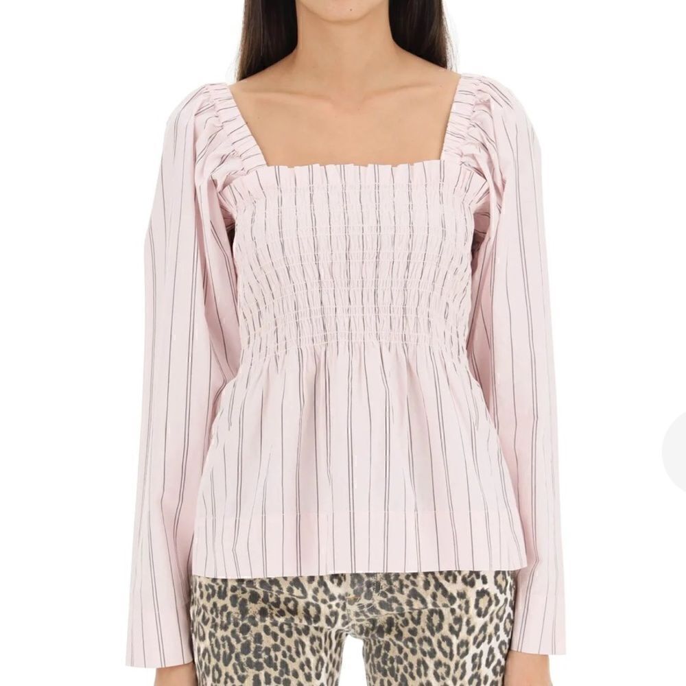 Ganni Long Sleeve Pleated Top Size size 44/XXL runs small NWT  $243
